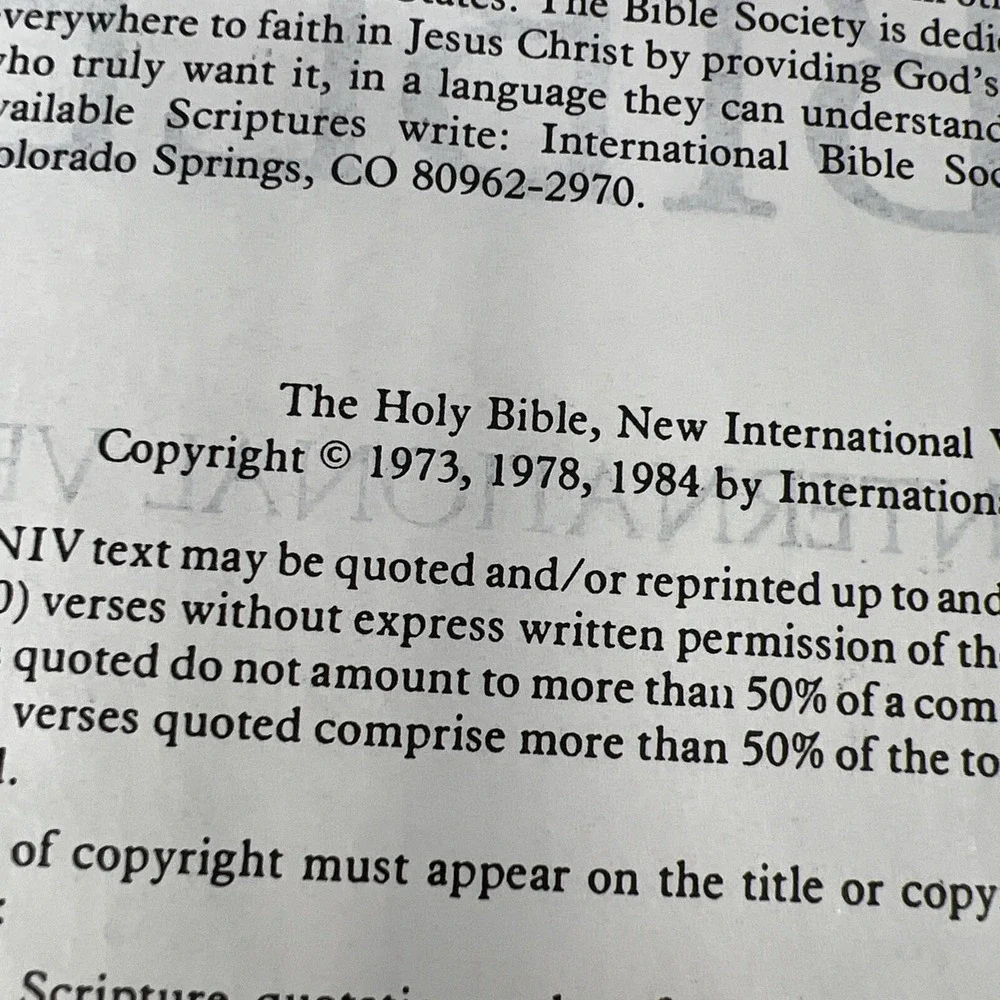 Holy Bible New International Version Hardcover‎ 1984